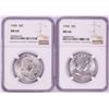 Image 1 : Lot of (2) 1958 Franklin Half Dollar Coins NGC MS64