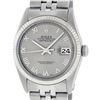 Image 1 : Rolex Mens Stainless Steel Slate Grey Roman Oyster Perpetual Datejust Wristwatch