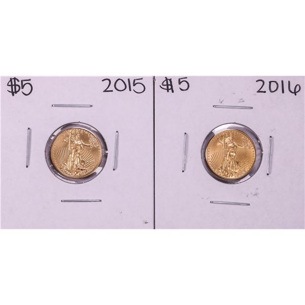 Lot of 2015-2016 $5 American Gold Eagle Coins