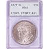 Image 1 : 1879-S $1 Morgan Silver Dollar Coin PCGS MS63 Green Rattler Holder