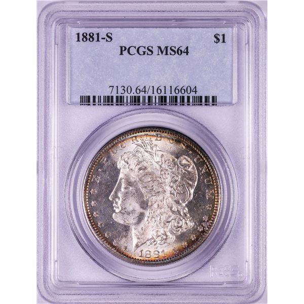 1881-S $1 Morgan Silver Dollar Coin PCGS MS64 Nice Toning