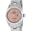 Image 1 : Rolex Ladies Stainless Steel Salmon Dial Datejust Wristwatch Oyster Perpetual