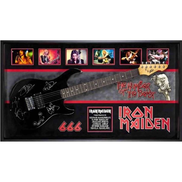 Signed and Custom Framed Iron Maiden Guitar