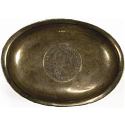 Silver Bowl with an 1805 25C Set in its Base. EF.