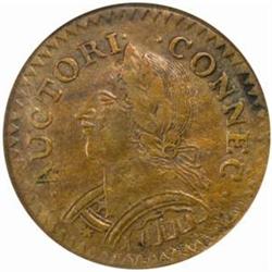 1787 CT Copper. Mailed Bust Left, Laughing Head.