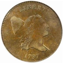 1797 1/2C B-1a, C-1 Rarity-4 1 Above 1. AU50