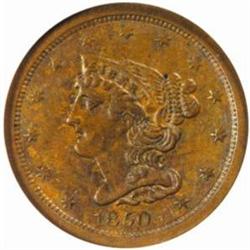 1850 1/2C. B-1, C-1, Rarity-2. AU55 BN (NGC)