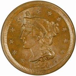 1851 Large Cent. N-18. Rarity-1. MS66 BN (NGC)