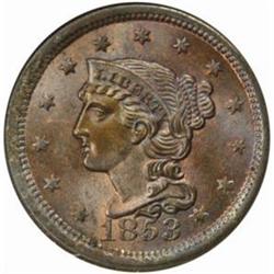 1853 Large Cent. N-25. Rarity-1. MS65 BN (NGC)