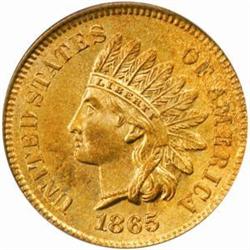 1865 Indian Cent. Fancy 5. MS66 RB (PCGS)