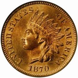 1870 Indian Cent. MS64 RD (NGC)