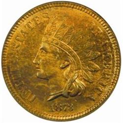 1873 Indian Cent. Closed 3. MS66 RB (NGC)