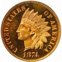 1874 Indian Cent. PR65 RD (PCGS)