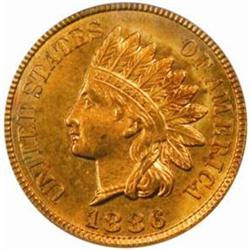 1886 Indian Cent. Type II. MS64 RD (PCGS)