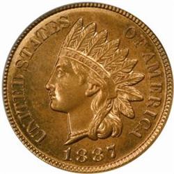 1887 Indian Cent. MS65 RD (PCGS)
