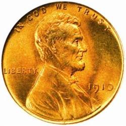 1910 Lincoln Cent. MS66 RD (PCGS)