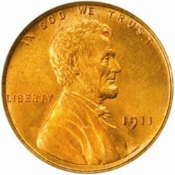 1911 Lincoln Cent. MS66 RD (PCGS)