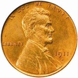 1911-D Lincoln Cent. MS65 RD (PCGS)