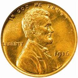 1916 Lincoln Cent. MS65 RD (PCGS)