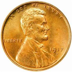 1917-D Lincoln Cent. MS65 RD (PCGS)