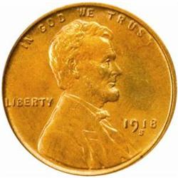 1918-S Lincoln Cent. MS64 RD (PCGS)