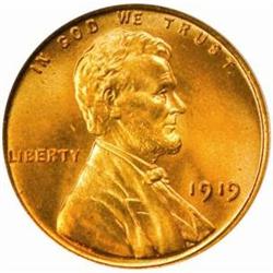 1919 Lincoln Cent. MS67 RD (PCGS)