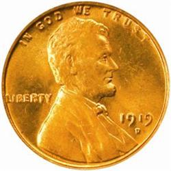1919-D Lincoln Cent. MS64 RD (PCGS)