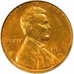 1919-S Lincoln Cent. MS64 RD (PCGS)