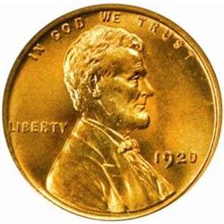 1920 Lincoln Cent. MS66 RD (PCGS)