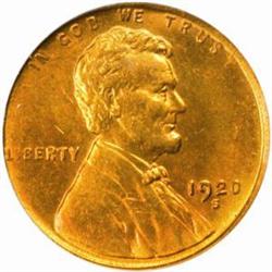 1920-S Lincoln Cent. MS64 RD (PCGS)