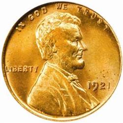 1921 Lincoln Cent. MS65 RD (PCGS)