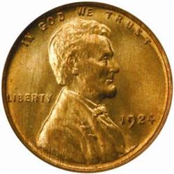 1924 Lincoln Cent. MS66 RB (NGC)