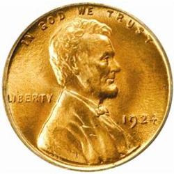 1924 Lincoln Cent. MS65 RD (PCGS)