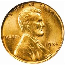 1924 Lincoln Cent. MS65 RD (PCGS)