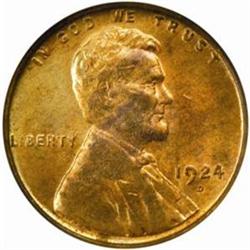 1924-D Lincoln Cent. MS64 RB (NGC)