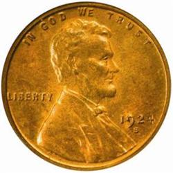 1924-S Lincoln Cent. MS64 RB (NGC)