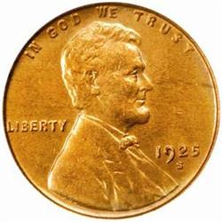 1925-S Lincoln Cent. MS64 RD (PCGS)