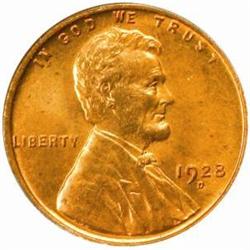 1928-D Lincoln Cent. MS65 RD (PCGS)