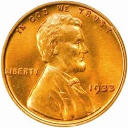 1933 Lincoln Cent. MS66 RD (PCGS)