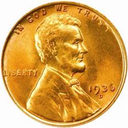 1936-D Lincoln Cent. MS67 RD (PCGS)
