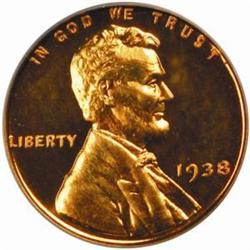 1938 Lincoln Cent. PR65 RD CAM (PCGS)