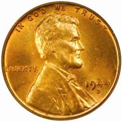 1944-D/S Lincoln Cent. FS-020. MS66 RD (NGC)