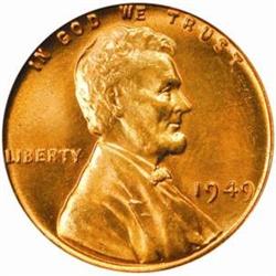 1949 Lincoln Cent. MS66 RD (PCGS)