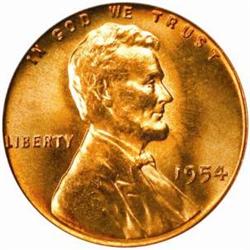 1954 Lincoln Cent. MS66 RD (PCGS)