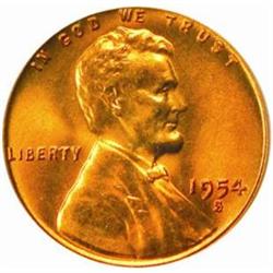 1954-S Lincoln Cent. MS67 RD (PCGS)
