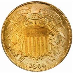 1864 Two-Cent Piece. Large Motto. MS65 RD (PCGS)