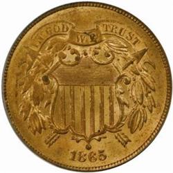 1865 Two-Cent Piece. MS64 RD (PCGS)