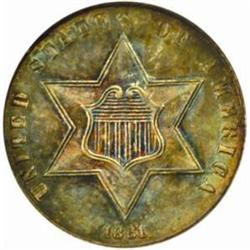 1861 Silver Three-Cent Piece. MS65 (NGC) CAC