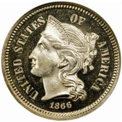 1866 5C Three-Cent Piece PR65 Ultra CAM (NGC)