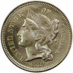 1867 5C Three-Cent Piece. MS65 (PCGS)